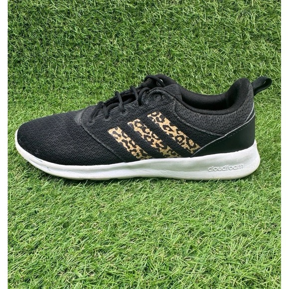 Adidas QT Racer 2.0 Cheetah Print Womens Size 11 Black Running Shoes Sneakers - Picture 1 of 10